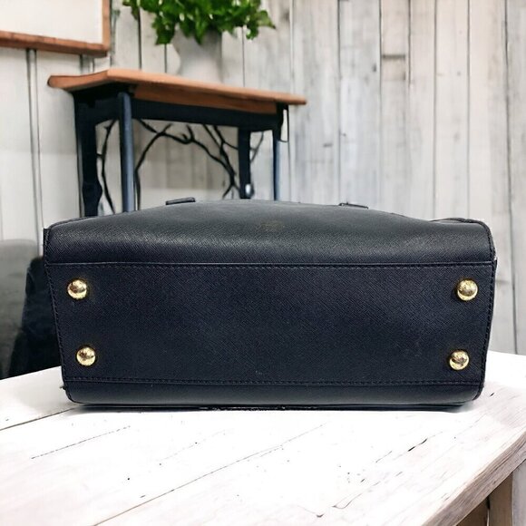 Michael Kors Medium Hamilton East West Satchel Black Saffiano Leather Gold HW - Picture 7 of 13